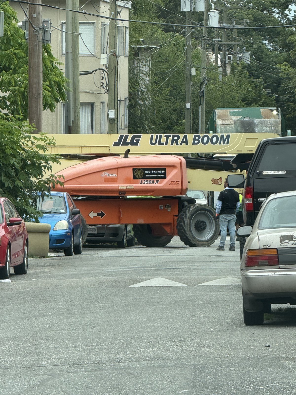JLG 1250AJP Ultra Boom on a Vancouver street